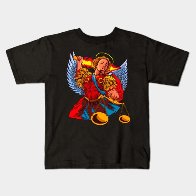 Archangel Michael Kids T-Shirt by Modern Medieval Design